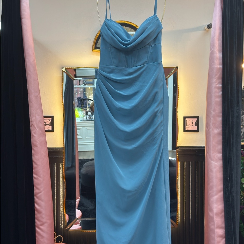 Azazie Elegant Blue Evening Dress